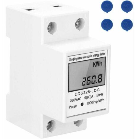 Compteur d'électricité monophasé 220V 50Hz avec affichage LCD Montage sur rail DIN 35mm (1/5)