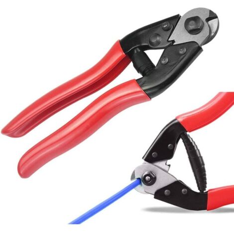Coupe câbles et coupe câbles avec poignées souples Coupe câbles en acier de 190 mm pour outil de réparation de câble de levier de vitesse de frein de vélo, coupe le câble métallique de 7 mm (1/5)