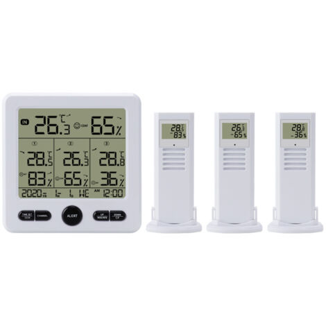 MSBD Thermomètre et hygromètre avec 3 capteurs extérieurs, rétroéclairage et grand écran LCD, interrupteur ℃/℉ (1/5)