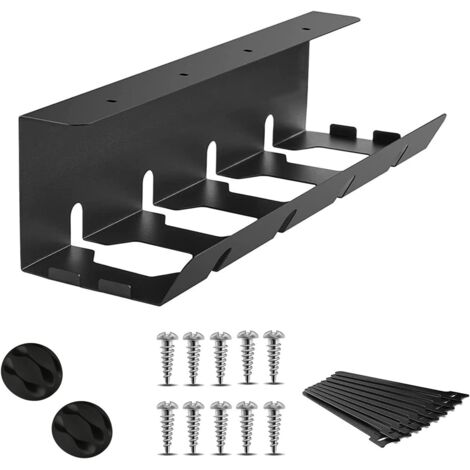 Organisateur de câbles pour Ranger Les câbles,Plateau de Rangement Cable Bureau Maison,Support de câble Bureau avec Accessoires,Convient pour Bureau, Salle de Réunion (1, Noire) (1/5)