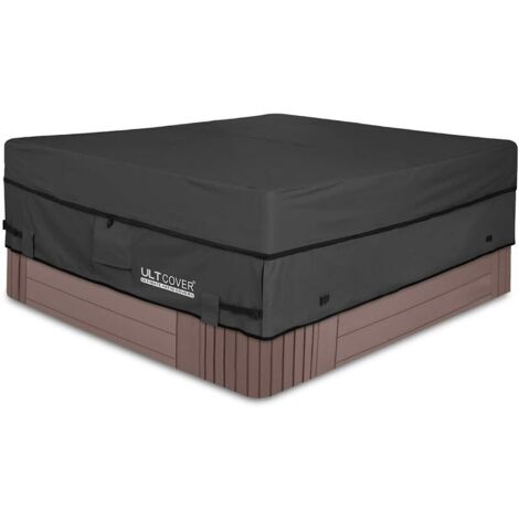 Housse de bain à remous carrée en polyester 600d imperméable, couvertures de spa extérieur, 76 x 76 pouces, noir (1/5)