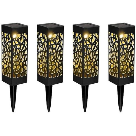 Lampe solaire de jardin Lot de 4 lampes LED chaudes et imperméables à l'eau (1/5)