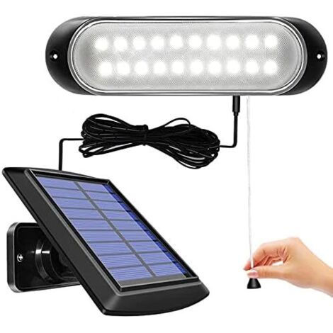 Capteur Mouvement Solaire Lumière 20 LEDs Lumière Solaire séparable avec Ligne 5 m Extérieure Intérieure Étanche Lampe Solaire Interrupteur À Tirer Éclairage pour Abri Jardin Chambre Cour (1/5)