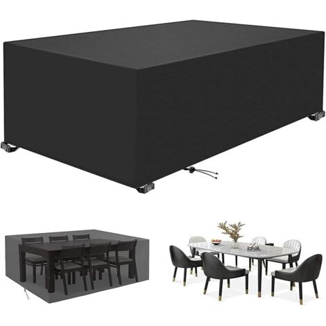 Housse imperméable rectangulaire noire 242x162x100cm pour meubles de jardin. Housse de protection pour meubles, résistante à l'humidité et aux rayons UV. (1/5)