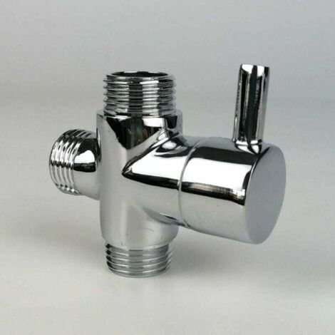 Vanne de dérivation, mâle G1/2 Robinet en laiton T adaptateur Chrome salle de bain douche robinet accessoires inverseur d'eau 3 voies vanne de remplissage mâle (1/5)