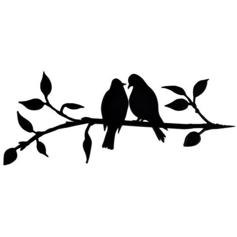 Silhouette en Acier d'oiseau en métal, décoration d'oiseaux de Branche en Acier, Art de la Figure en métal, décor d'art d'arbre, pour Les décorations extérieures de Patio de Jardin (C) (1/3)