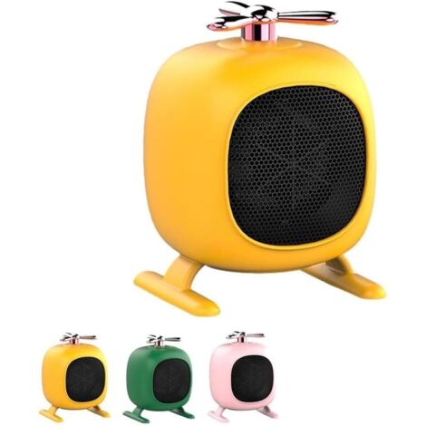 Mini radiateur portable sans pales pour intérieur, silencieux, protection contre la surchauffe, ventilateur de chauffage de bureau adapté pour le salon, la chambre et le bureau-Jaune