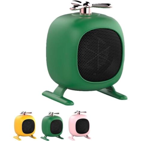 Mini radiateur portable sans pales pour intérieur, silencieux, protection contre la surchauffe, ventilateur de chauffage de bureau adapté pour le salon, la chambre et le bureau-Vert (1/5)