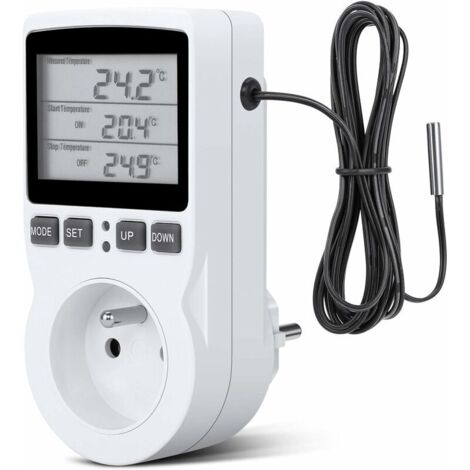 MSBD Regulateur Température Numérique, Prise Thermostat Chauffage Refroidissement Regulateur De Temperature Lcd, 230v Pour Régulateur Température Ferme à Effet Serre/Thermostat Terrarium, (1/5)
