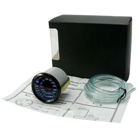 Qiilu 2 po (50 mm) Carré universel rouge Led Turbo Boost Press Gauge
