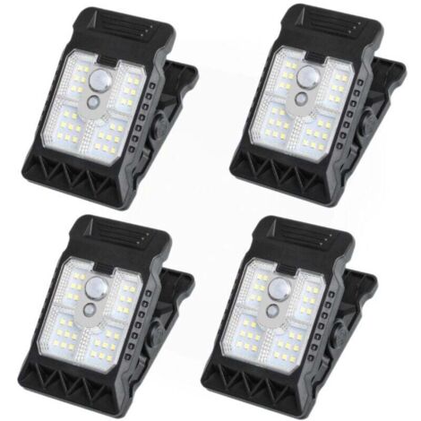 Lampes solaires à pince 4pcs (11.2cm) - Étanches avec détecteur mouvement - Éclairage clôtures/arbres/terrasses/allées - Éco-énergétique - Jardinniers et propriétaires