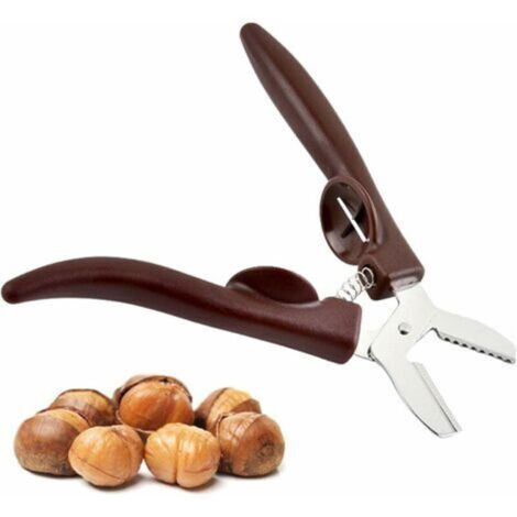 Pince à châtaignes marron - Outil cuisine multifonction en inoxydable - Coupe châtaignes/noix - Ouverture large et ergonomique - Cuisiniers et amateurs de noix (1/4)