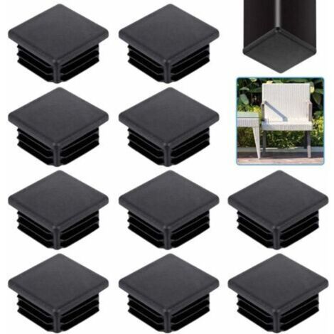 Bouchons tuyau carré 30×30mm 20pcs - Embout plastique noir pour meubles/chaise/table - Solide et anti-dérapant - Protection pieds de meubles - Bricoleurs