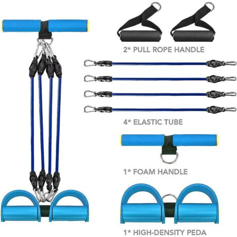 Bande De Résistance Kocusu Avec Pédales Et Poignées – 4 Tubes élastiques En Latex, Longueur 40-120 Cm, Pour Fitness, Yoga, Jambes Et Bras