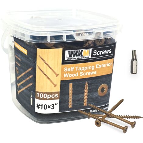 Vis pour Terrasse Brun Fauve à Rainure, 100PCS 103 - Fixation Solide Planches, Terrasse/Clôture, Anti-Corrosion, Pour Professionnels & Bricoleurs