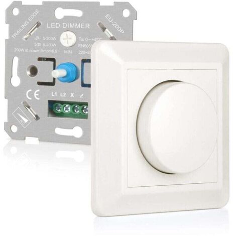 Variateur de Lumiere LED 5-200W, XU, Interrupteur Réglable luminosité 220V-240V, Rotatif pour lampes dimmables,incandescentes, Halogènes. Silencieux et économe énergie KZQ - KZQ