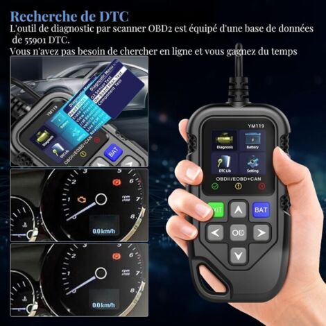 Bingohive OBD2 Scanner Avec Testeur Batterie - Lecteur Code Moteur Voiture Diagnostic Complet