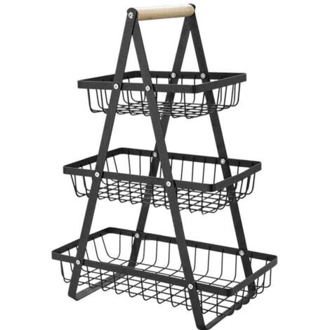 Porte-fruits à 3 Niveaux Panier de Fruits et Legumes Détachable Porte-légumes Corbeille Fruits, XU, Pour Légumes Snacks Rangement Cuisine Maison Bureau avec Tournevis KZQ - KZQ