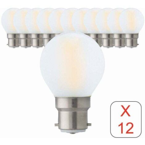 Pack de de 12 ampoules LED filament B22 , XU,sphérique 4W 470Lm 2700K - garantie 2 ans, produit de haute qualité, longue durée de vie, économe en énergie, sans UV , satisfaction garantie - K