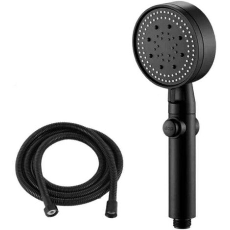 Pommeau de douche à main noir, XU, Ensemble pommeau de douche à main et tuyau, Pommeau de douche réglable à 5 modes, Pommeau de douche en métal avec tuyau de 1,5 m - KZQ (1/4)