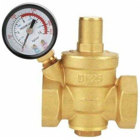 Régulateur De Pression, XU, Laiton Régulateur De Pression, Dn25 Réglable En Laiton Régulateur De Pression D'eau Réducteur Equipé de Compteur De Jauge - KZQ (1/4)