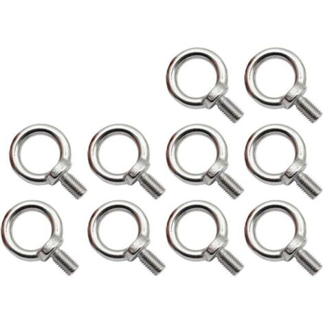 Pack de de 10 boulons à œil M8 en acier inoxydable, XU, Boulons à œil antirouille, Boulon à œil rond, Boulon à œil rond, Boulon à œil, Acier inoxydable 304, Pas facile à corroder. - KZQ (1/4)
