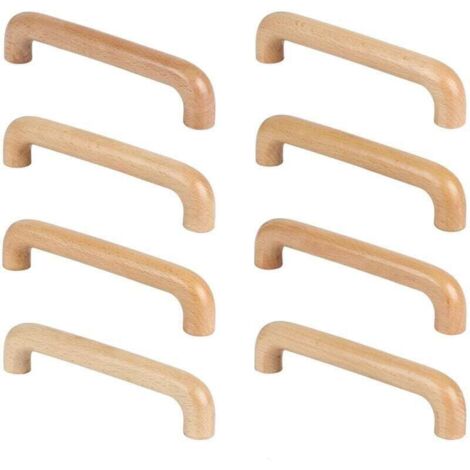 8 Pièces Poignée de Meuble Bois, XU, Poignée Meuble Cuisine Placards Poignee Porte, Espacement des Trous 96mm, Pour Meubles de Cuisine et Tiroirs - KZQ (1/4)