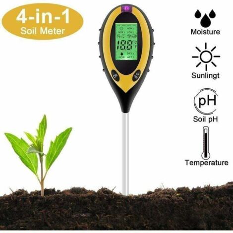 Humidimètre 4-en-1, XU, Test numérique pH/temp/ensoleillement/humidité, écran LCD rétroéclairé, Pour jardin, Agriculture, Plantes int. - KZQ