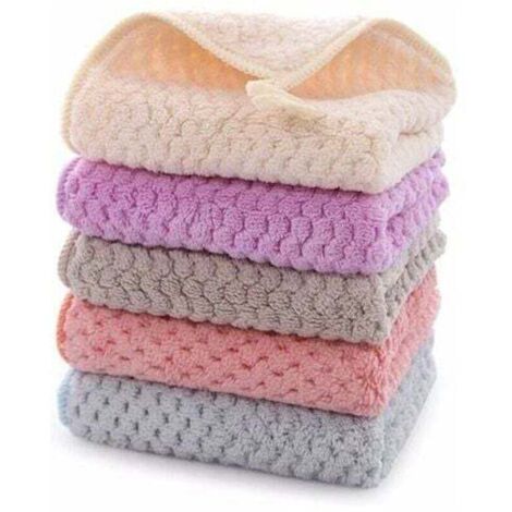 Petite Serviette Main, XU, Essuie Main, Kit complet 5 Pièces Essuie Main Cuisine, Serviette Suspendue en Polaire Corail, Boucle De Ceinture Super Absorbante à Séchage Rapide - KZQ (1/4)