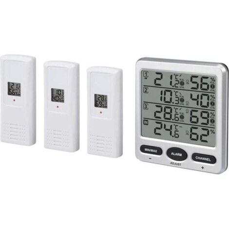 Thermo-hygromètre intérieur/extérieur sans fil LCD numérique 433 MHz à 8 canaux , XU,avec trois capteurs à distance Fonction d'alarme de niveau de confort d'hygromètre - KZQ