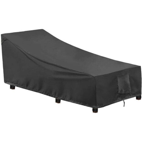 Housse de chaise longue jardin 2 pièces, XU, Tissu Oxford 400D, Coupe-Vent, Anti-UV Protection Transat Soleil avec Grilles D'aération, Patio (208x76x79/41cm KZQ - KZQ