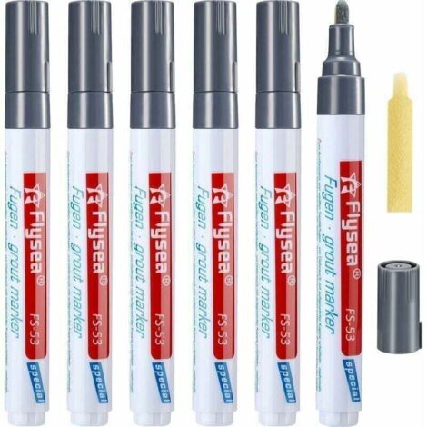 6 Stylo de Coulis Carreaux Restaurateur Marqueur R, XU,éparation, XU,de Remplissage pour Restauration Plancher Salle (Gris KZQ - KZQ (1/4)