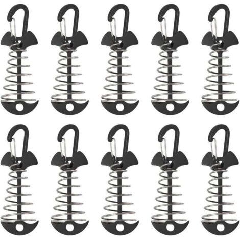 Piquets d'ancrage de terrasse, XU, 10 pièces en alliage d'aluminium coupe-vent avec boucle à ressort, Ancre portable pour le camping en plein air - KZQ (1/4)