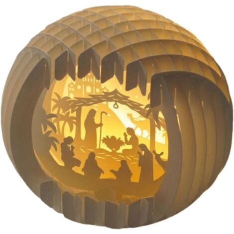 Illuminez La Crèche De Noël en Papier Découpé avec des , XU,Lumières LED Ornement Table Décorations Noël Ornement Table - KZQ (1/4)