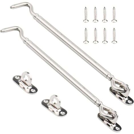 Crochet de Cabine en Acier Inoxydable, XU, Abri de Verrouillage de Verrou de Portail Robuste, Loquet de Porte Pivotante, Appareillage de Fenêtre Support Silencieux avec Vis, 205 mm, Paquet de 2 - KZQ (1/4)