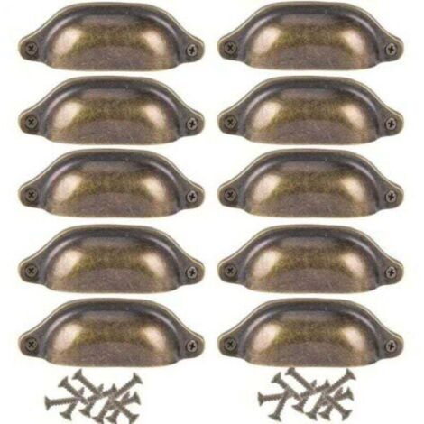 10Pcs Poignée Coquille Rétro Poignee de , XU,Meuble Vintage pour Placards Armoire Commode Tiroirs - KZQ (1/4)