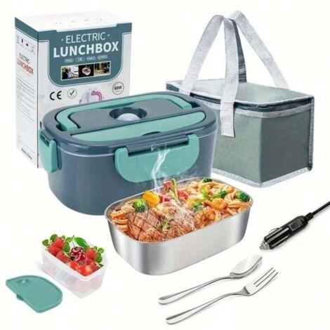 Lunch Box Chauffante, XU, 3 en 1 Boite Chauffante Repas(12V / 24V / 220V), 1.5L Transportable Gamelle Chauffante, 60W Boite a Repas Chauffante pour Voiture, Camion, Maison ou Camping - KZQ