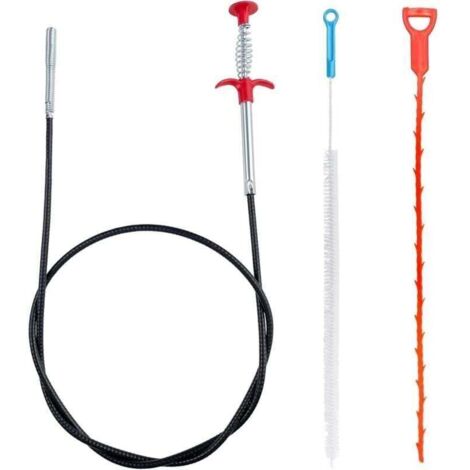 Pack de de 3 Deboucheur Canalisation, XU, Furet Deboucheur Evier Qualité pro, Plomberie WC, Kit Debouchage Cheveux Douche Pince à Griffes Flexible pour Travailler Dans les Espaces Étroits - KZQ
