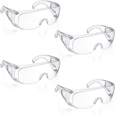 Xinlon 4 Paires Lunette Protection, XU, Lunettes de Sécurité Transparentes, Lunettes de Protection la Sécurité en Laboratoire, Lunettes de Sécurité - KZQ (1/4)