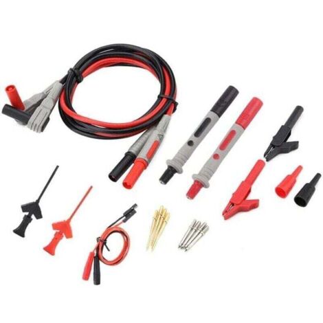 P1300C Cordons de test pour multimètre numérique électronique , XU,avec pinces crocodiles Kit complet d'embouts de sonde remplaçables - KZQ (1/4)
