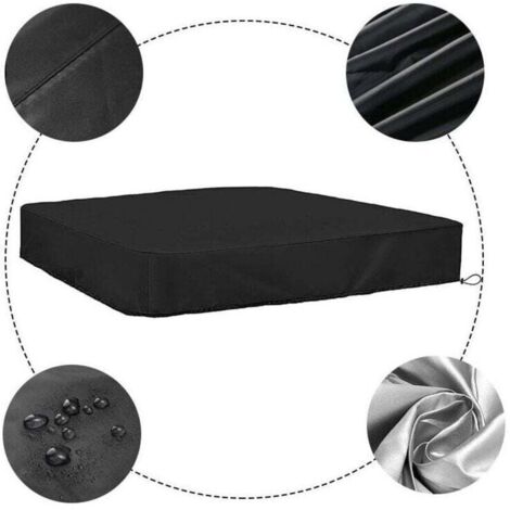 Bâche Bac à Sable 150x150x20 Cm - Housse Protection Étanché Oxford Noir, Cordon Serrage, Anti-Pluie Poussière UV