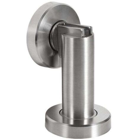 Butoir de porte magnétique MS010 en aspect acier inoxydable - Butée de porte , XU,avec matériel de fixation au sol et au mur - Bloc Porte aimanté - Ø 5cm, Hauteur 8,4cm - KZQ