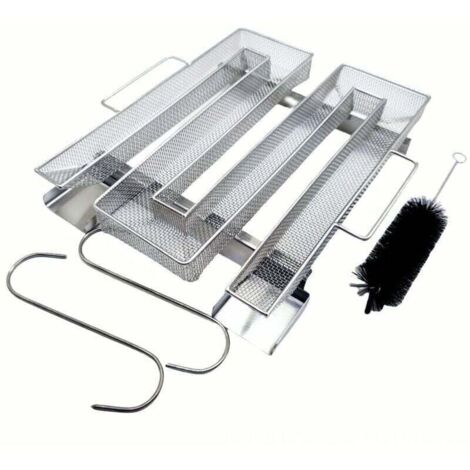 Générateur de fumée froide en acier inoxydable avec 2 crochets à viande + 1 brosses de nettoyage - Fumoir pour barbecues, XU, Barbecues, Fumoirs à fumer réutilisables (22,5 x 21,5 x 4 cm) - KZQ
