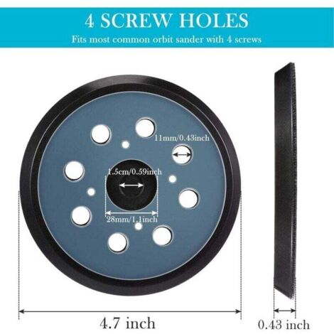 2 Pièces 125mm Tampon de Ponceuse de Remplacement , XU,Orbitale à Crochet et Boucle à 8 Trous Plateau de Ponçage (Bleu) - KZQ