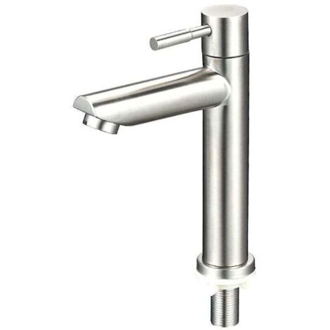 Robinet de salle de bain moderne, XU, Robinet de lavabo pour salle de bain, Mitigeur de lavabo avec hauteur de bec 150 mm, Mitigeur de lavabo carré à levier unique, Chrome chrome brillant - KZQ (1/3)