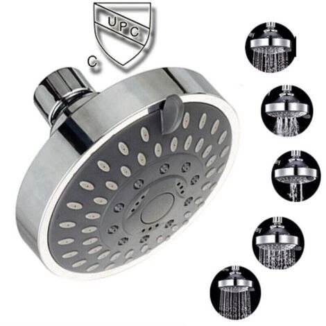 Pommeau de douche chromé orientable, XU, Pomme de douche pluie ronde en acier tête de douche miroir face, - KZQ