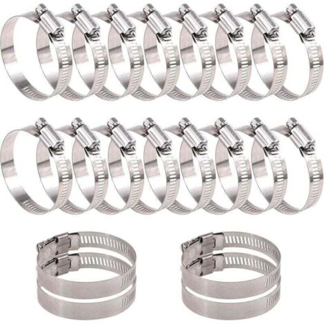 Assortiment de 20 colliers de serrage réglables , XU,à vis sans fin en acier inoxydable 304 (40-63 mm) - KZQ