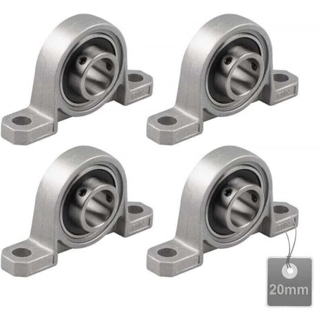 (Taille 20mm, XU,KP004)4 Pièces Roulements de d'oreiller, Palier Roulement, à Billes, Alliage Zinc, Paliers Semelle, Avec fonte solide KZQ - KZQ