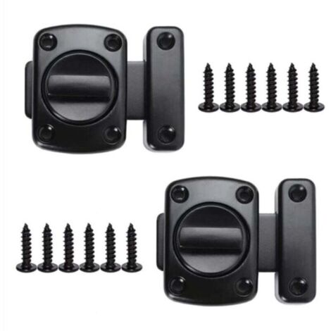 Pack de de 2 Loquet de Porte Rotatif en Alliage de Zinc Serrure , XU,Porte Interieure avec 12 Vis pour Chambre Bureau Salle de Bain Noir - KZQ
