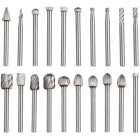 Rotative 20 pièces, XU, De limes carbure,têtes rotatives HSS, Outil rotatif ,outil à 1/8" (3 pour meuleuse, Travail bois, Polissage métaux, Gravure, Perçage KZQ - KZQ (1/4)